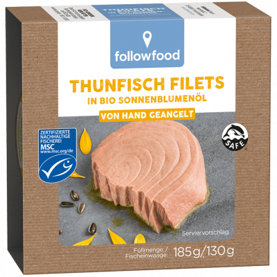Followfish Thunfischfilets in Sonnenblumenöl (185gr)